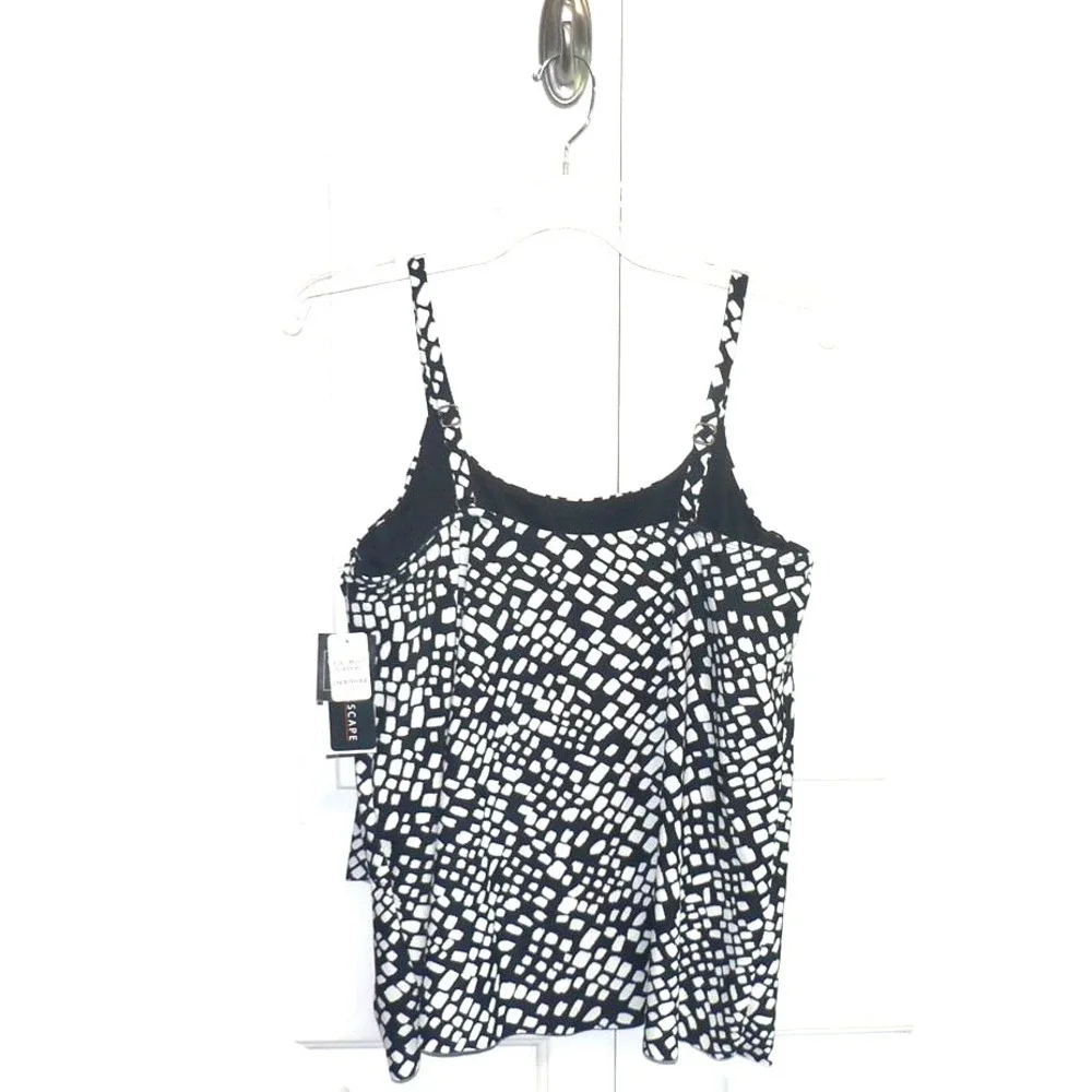 Island‎ Escape Women's Capetown Underwire Tankini Top Black & White Size 8